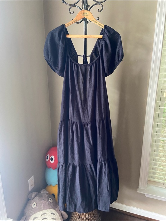Dresses & Skirts - Honorine 100% Cotton Black Tiered Elodie Midi Maxi Dress Size S